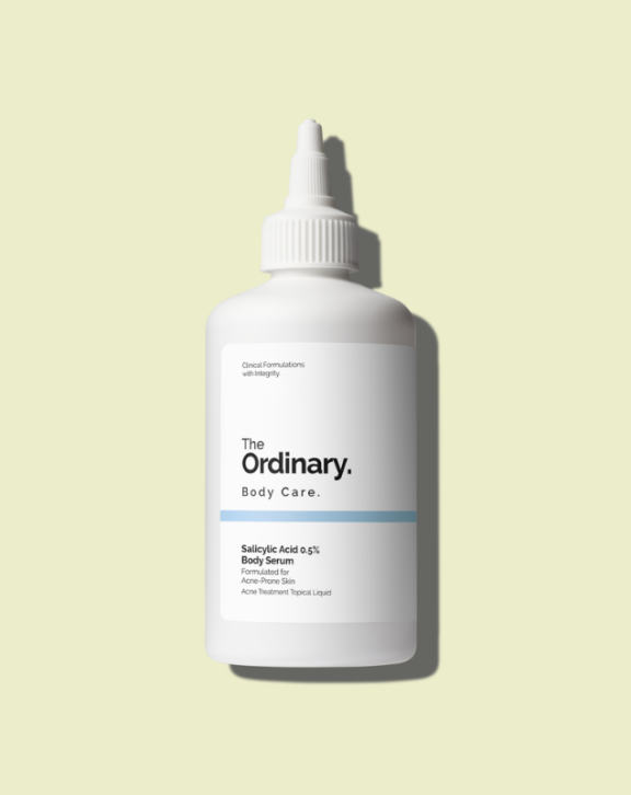 An exfoliating body serum to help clear up and prevent acne blemishes, while smoothing texture.