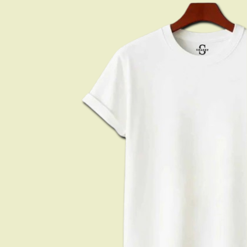 SOFT COTTON ROUND NECK MENS T-SHIRT WHITE - Image 3