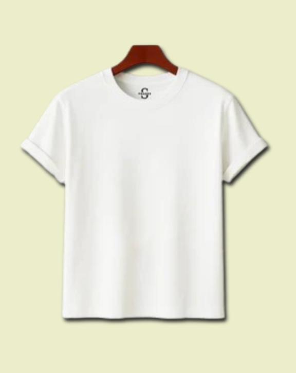 SOFT COTTON ROUND NECK MENS T-SHIRT WHITE