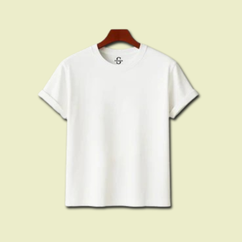 SOFT COTTON ROUND NECK MENS T-SHIRT WHITE